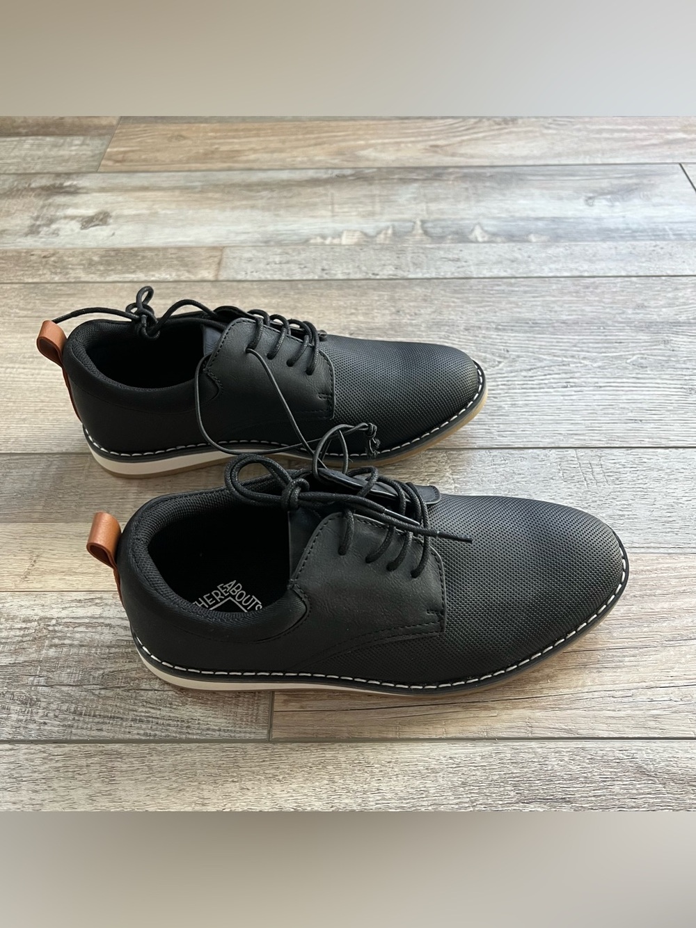 NWT Thereabouts Boys Black Mackem Oxford Shoes Size 4